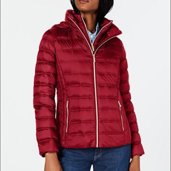 michael michael kors hooded long packable down puffer coat